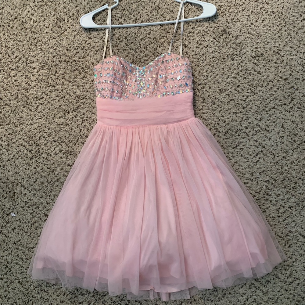 Strapless Pink Homecoming Dress
